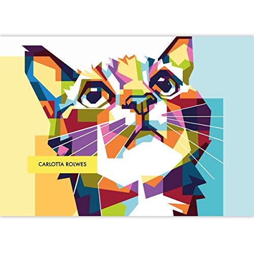 4 personalisierter Cool Cat DIN A3 Malblöcke mit polygonal Katze, bunt, mit Namen • Malblock Zeichenblock Skizzen-Block 25 Blatt weiß, Papier 100g/m²- für Schule, Basteln, Hobby von Kartenkaufrausch