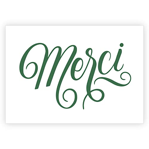 5 Karten: Merci - Kalligraphie Hand Lettering Dankeskarte, Danke Klappkarte zum bedanken, hübsche Grußkarte mit Umschlag von Kartenkaufrausch