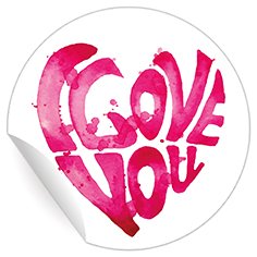 54 Retro Liebes Aufkleber I love you in pink, MATTE Papieraufkleber für Einladungen, Geschenke, Sticker selbstklebende Etiketten für Tischdeko, Pakete, Briefe und mehr (ø 30mm von Kartenkaufrausch