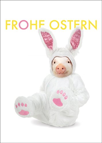 Glücks bringende Osterkarte mit Schweinchen im Osterhasenkostüm: Frohe Ostern • Klappkarten Set mit Umschlag Oster Klappkarte, Gutschein, Geschenk-Karte von Kartenkaufrausch