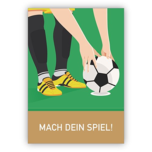 Motivierende Fußballer Klappkarte mit Spruch: Mach Dein Spiel • 1a Grusskarte mit Umschlag zu 1001 Anlass von Kartenkaufrausch