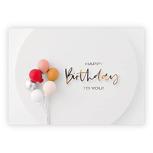 Trend Geburtstags Grußkarte mit Umschlag: Happy Birthday to you - Hochwertige Premium Klappkarte mit Ballons um Mann und Frau zu gratulieren von Kartenkaufrausch