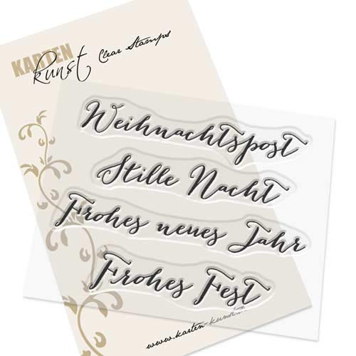 Karten-Kunst Clear Stamps KK-0030 Stempel Große Worte Weihnachtspost, Stille Nacht, Frohes neues Jahr, Frohes Fest Silikonstempel von Karten-Kunst