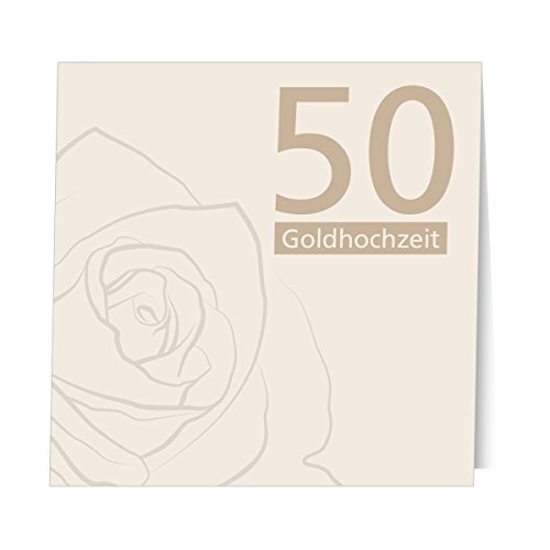 5 Karten zur Goldhochzeit mit Umschlägen, Einladungskarten zur Goldhochzeit, Klappkarten im Set zu 5 Stk. von Kartenkuss