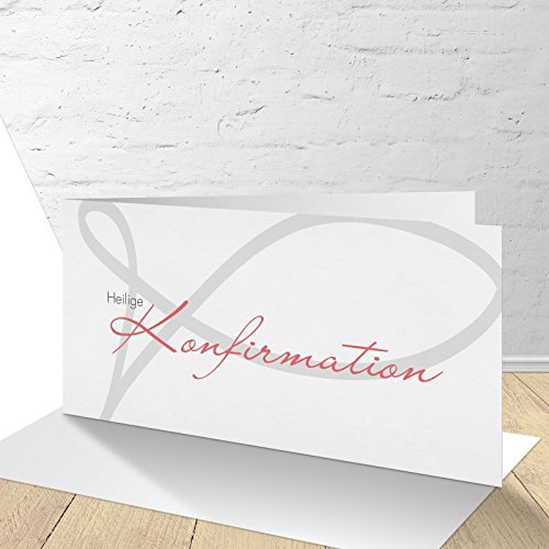 5 Karten zur Konfirmation mit passenden Umschlägen, Motiv "Konfirmation Fisch_pink", Einladungskarten zur Konfirmation, Klappkarten im Set zu 5 Stk. von Kartenkuss