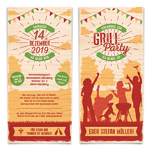 10 x Geburtstag Einladungskarten individuell Party Einladungen Grill - Grillparty von Kartenmachen.de