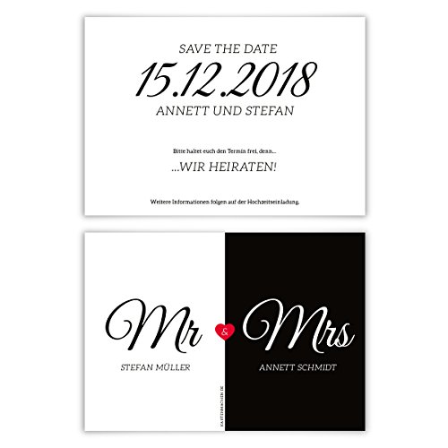 60 x Hochzeit Save the Date Karten Hochzeitskarten individuell - Mr. & Mrs. von Kartenmachen.de