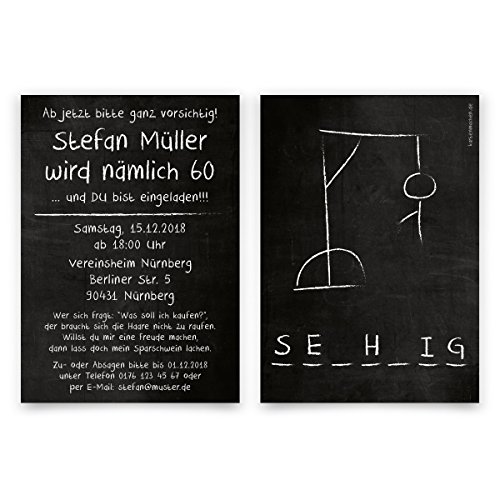 Einladungskarten runder Geburtstag 60 Jahre Geburtstagseinladungen - Galgenmännchen von Kartenmachen.de