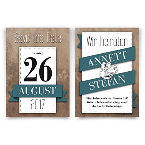 Save the Date Karten Hochzeit (40 Stück) - Kalenderdatum - Hochzeitskarten von Kartenmachen.de