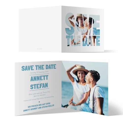 Save the Date Karten zur Hochzeit (40 Stück) - Bildausschnitt - Hochzeitskarten von Kartenmachen.de