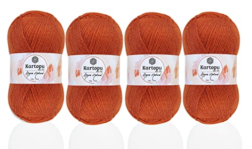 Kartopu Angora-Strickseil aus natürlicher Wolle, 4 Knäuel, 100 g, dickes Winter-Strickgarn (Fliese 263) von Kartopu