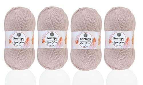 Kartopu Angora Strickseil aus natürlicher Wolle, 4 Knäuel, je Knäuel, 100 g, dickes Winter-Strickgarn (Skin 754) von Kartopu