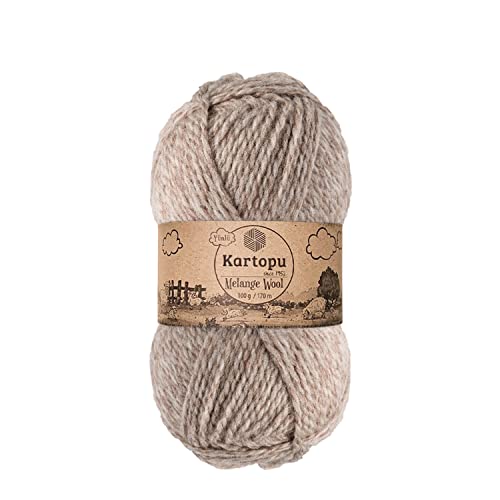 Kartopu Melange-Wolle, Wollstrickseil (4 Knäuel), je Knäuel (Knäuel), 100 g, sehr weich und verleiht Ihren Strickstücken ein erstaunliches wolliges Gefühl (Güteklasse Beige 9002) von Kartopu