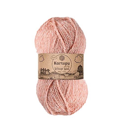 Kartopu Melange-Wolle, Wollstrickseil (4 Knäuel), je Knäuel (Knäuel), 100 g, sehr weich und verleiht Ihren Strickstücken ein erstaunliches wolliges Gefühl (Güteklasse Pink 9003) von Kartopu