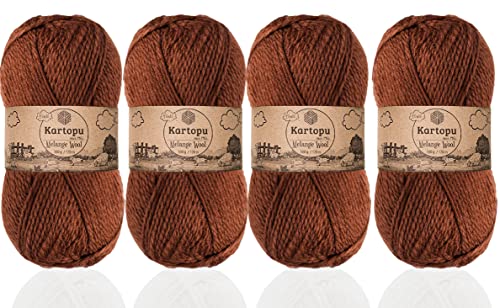 Kartopu Melange-Wolle, Wollstrickseil (4 Knäuel) je Knäuel (Knäuel) 100 g. Es ist sehr weich und verleiht Ihren Strickstücken ein erstaunliches wolliges Gefühl (Bitter Coffee 1892) von Kartopu