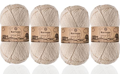 Kartopu Melange-Wolle, Wollstrickseil (4 Knäuel) je Knäuel (Knäuel) 100 g. Es ist sehr weich und verleiht Ihren Strickstücken ein erstaunliches wolliges Gefühl (Hautfarbe 855) von Kartopu