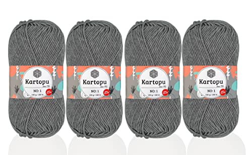 Kartopu No1 Strickseil, Anti-Pilling-Garn, (4 Knäuel) je Knäuel (Knäuel), 100 g, dieses Garn ist ideal für empfindliche Babys (Grau 1000) von Kartopu