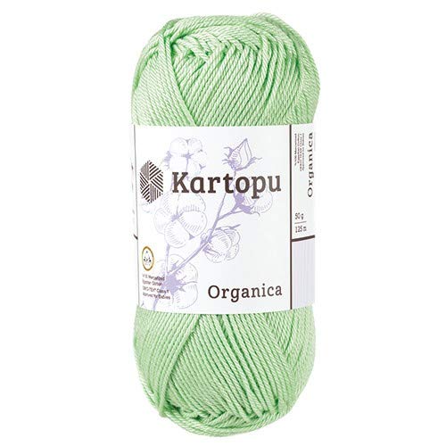 Kartopu Organica 50gr Knaul- Baumwollgarn, – Häkelgarn aus feinster ägyptische Baumwolle (491 minze) von Kartopu