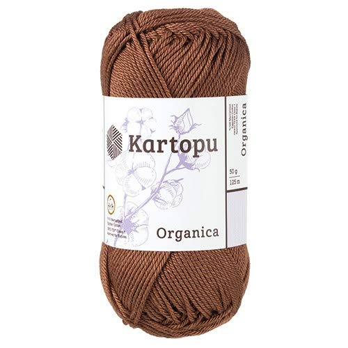 Kartopu Organica 50gr Knaul- Baumwollgarn, – Häkelgarn aus feinster ägyptische Baumwolle (Grundpreis 4,90 für 100gr)(1891 braun) von Kartopu