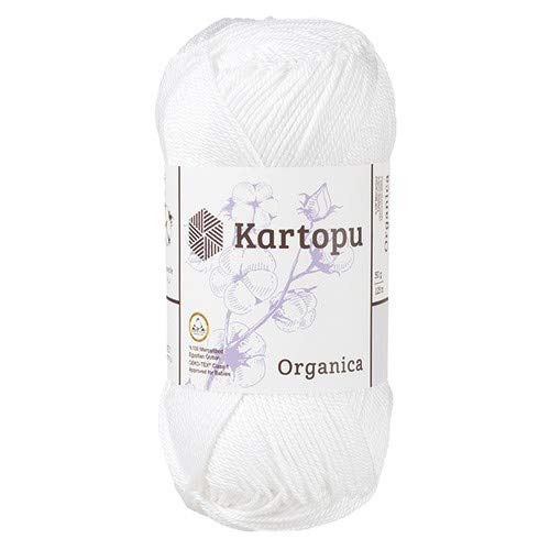 Kartopu Organica 50gr Knaul- Baumwollgarn, – Häkelgarn aus feinster ägyptische Baumwolle (Grundpreis 4,90 für 100gr) (10 weiss) von Kartopu