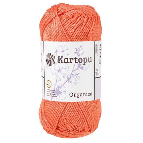 Kartopu Organica 50gr Knaul- Baumwollgarn, – Häkelgarn aus feinster ägyptische Baumwolle (Grundpreis 4,90 für 100gr) (1212 dunkelorange) von Kartopu