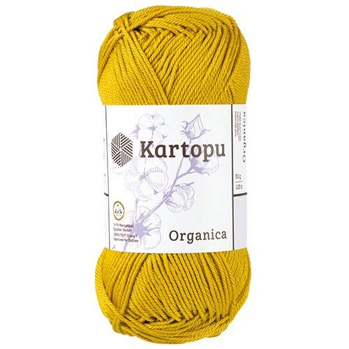 Kartopu Organica 50gr Knaul- Baumwollgarn, – Häkelgarn aus feinster ägyptische Baumwolle (Grundpreis 4,90 für 100gr) (1358 curry) von Kartopu