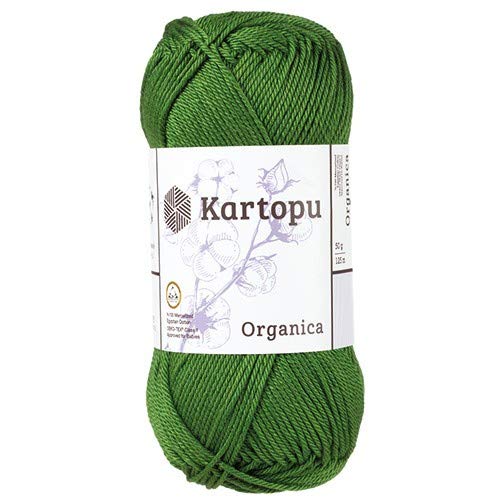 Kartopu Organica 50gr Knaul- Baumwollgarn, – Häkelgarn aus feinster ägyptische Baumwolle (Grundpreis 4,90 für 100gr) (1391 dunkelgrün) von Kartopu