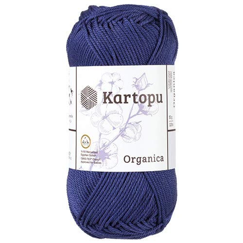 Kartopu Organica 50gr Knaul- Baumwollgarn, – Häkelgarn aus feinster ägyptische Baumwolle (Grundpreis 4,90 für 100gr) (1624 dunkelblau) von Kartopu