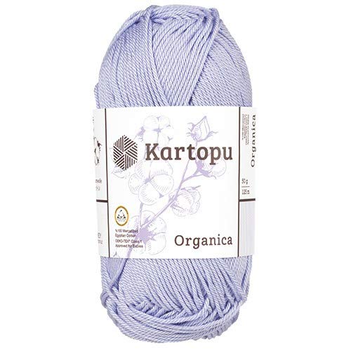 Kartopu Organica 50gr Knaul- Baumwollgarn, – Häkelgarn aus feinster ägyptische Baumwolle (Grundpreis 4,90 für 100gr) (1717 lavendelblau) von Kartopu