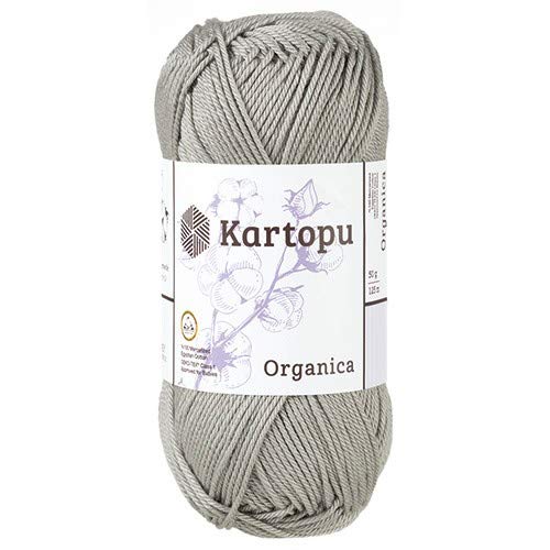 Kartopu Organica 50gr Knaul- Baumwollgarn, – Häkelgarn aus feinster ägyptische Baumwolle (Grundpreis 4,90 für 100gr) (1920 hellgrau) von Kartopu