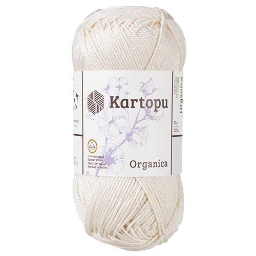 Kartopu Organica 50gr Knaul- Baumwollgarn, – Häkelgarn aus feinster ägyptische Baumwolle (Grundpreis 4,90 für 100gr) (25 creme) von Kartopu