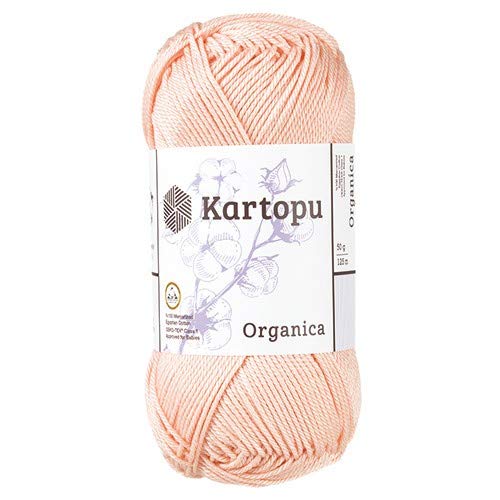 Kartopu Organica 50gr Knaul- Baumwollgarn, – Häkelgarn aus feinster ägyptische Baumwolle (Grundpreis 4,90 für 100gr) (253 lachs) von Kartopu