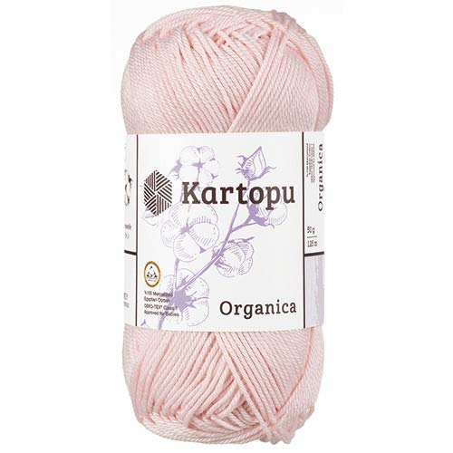 Kartopu Organica 50gr Knaul- Baumwollgarn, – Häkelgarn aus feinster ägyptische Baumwolle (255 hellrosa) von Kartopu