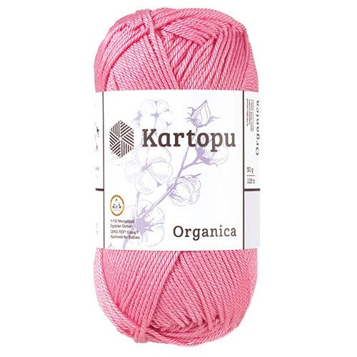 Kartopu Organica 50gr Knaul- Baumwollgarn, – Häkelgarn aus feinster ägyptische Baumwolle (Grundpreis 4,90 für 100gr) (257 pink) von Kartopu