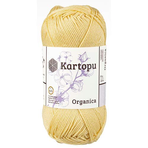 Kartopu Organica 50gr Knaul- Baumwollgarn, – Häkelgarn aus feinster ägyptische Baumwolle (Grundpreis 4,90 für 100gr) (331 vanille) von Kartopu