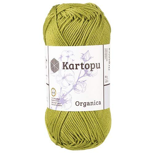 Kartopu Organica 50gr Knaul- Baumwollgarn, – Häkelgarn aus feinster ägyptische Baumwolle (Grundpreis 4,90 für 100gr) (442 olivgrün) von Kartopu