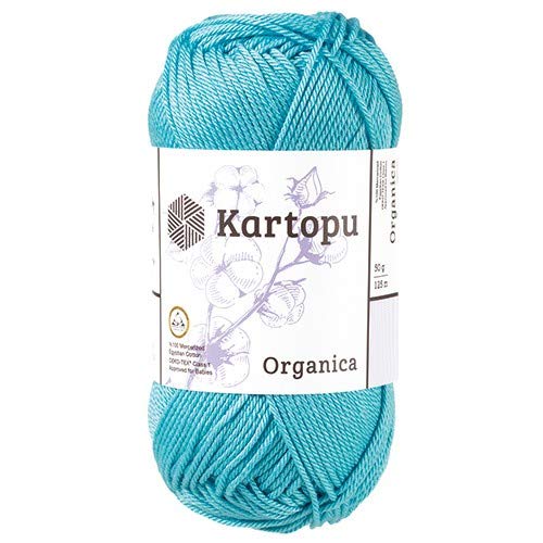 Kartopu Organica 50gr Knaul- Baumwollgarn, – Häkelgarn aus feinster ägyptische Baumwolle (Grundpreis 4,90 für 100gr) (576 türkis) von Kartopu