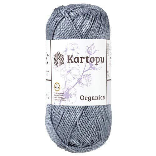 Kartopu Organica 50gr Knaul- Baumwollgarn, – Häkelgarn aus feinster ägyptische Baumwolle (Grundpreis 4,90 für 100gr) (920 silbergrau) von Kartopu