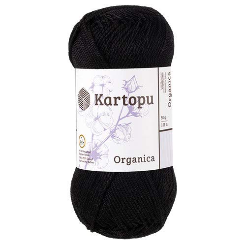 Kartopu Organica 50gr Knaul- Baumwollgarn, – Häkelgarn aus feinster ägyptische Baumwolle (Grundpreis 4,90 für 100gr) (940 schwarz) von Kartopu