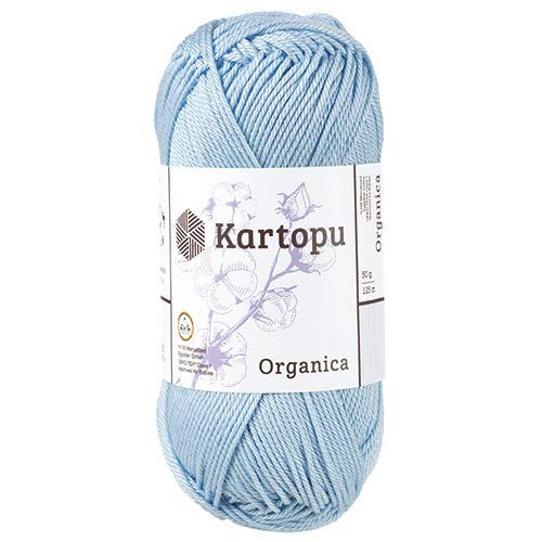 Kartopu Organica 50gr Knaul- Baumwollgarn , – Häkelgarn aus feinster ägyptische Baumwolle ( Grundpreis 4,90 für 100gr) (544 hellblau) von Kartopu