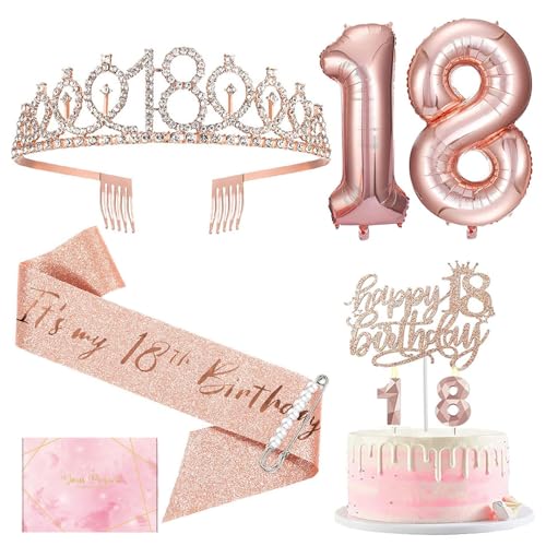 18. Geburtstag Mädchen Deko, Geschenk 18 Geburtstag Mädchen, 18. Geburtstag Krone und Schärpe, Happy Birthday Tortendeko 18 Geburtstag Mädchen, 18 Geburtstag Party Deko von Kaseryao