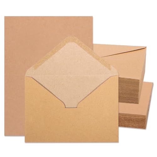 50 Stück Briefumschläge Umschläge B6 mit kraftpapier karten - Kraftpapier Karten mit Briefumschläge, Kraftpapier Umschläge Klappkarten für Geschenk Grußkarten Einladung von Kaseryao