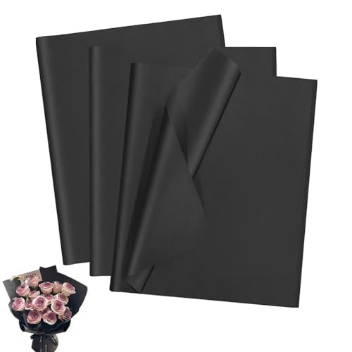 72 Blatt Seidenpapier Schwarz 50x70cm, Seidenpapier Verpackungsmaterial, Geschenkpapier Schwarz für Blumensträuße, Geschenkverpackungen, Füllmaterial Geschenk, Geburtstage, Halloween von Kaseryao