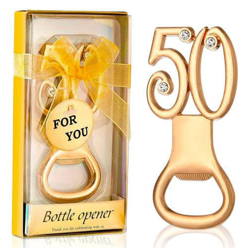 Goldene Hochzeit Geschenke, Deko Goldene Hochzeit 50, Gold Flaschenöffner Tischdeko Goldene Hochzeit, Geschenk Goldene Hochzeit 50 für Gäste von Kaseryao