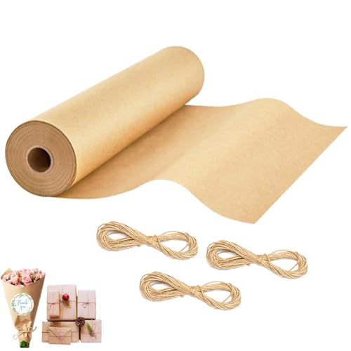 Kraftpapier Packpapier 30cm X 30m- Braune Packpapier Rolle, Kraftpapier Rolle für Verpackung, Natürliches Kraftpapier, Verpackungspapier für Geschenkverpackungen, Blumensträuße, Bastelarbeiten von Kaseryao