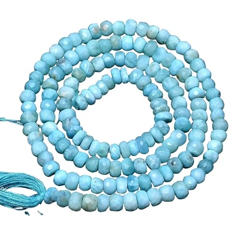 Natürliche Larimar-Edelsteinperlen, facettiert, Rondelle-Form, 4–5 mm, 33 cm, zur Schmuckherstellung, Geschenk für sie, Mutter von Kashish Gems & Jewels