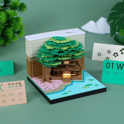 3D Kalender 2025 Abreißen 3D-Notizblock 3D Kalender Abreißen 2025 3D Abreißkalender mit Licht 3D Castle-Wochenkalender Mit Stifthalter 3D-Kunst Kreatives Papierskulptur-Bastel-DIY-Geschenk (E) von Kashyke