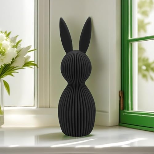 Kashyke Moderne Osterhase Deko 3D Druck Deko Hase, Osterdeko I Hasen Modern I Tolle Osterfiguren, Hasenfiguren, Dekofigur, Osterdeko Tisch, Dekoration für Ostern (Schwarz) von Kashyke