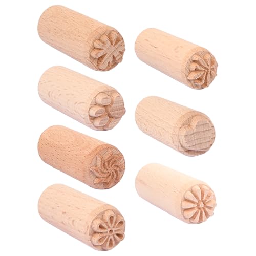 7Pcs Runde Säule Holzstempel Ton Töpfern, Naturholz Keramik Werkzeuge Stempel Holzkeramikstempel Knetstempel Aus Holz DIY-keramikdruck mit Verschiedenen Mustern für Druckzubehör, Scrapbooking von Kaslaider