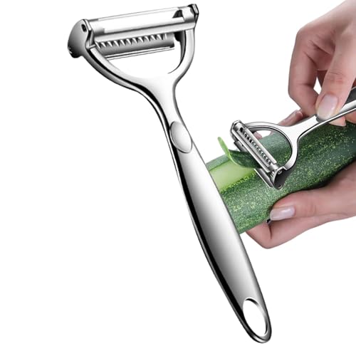 Cutter Peeler,Gemüseschäler Slicer | Karottenschäler aus Edelstahl,2-in-1-Kartoffelschäler für die Küche, Obst- und Gemüseschäler für die Küche, rutschfester Griff, Gurken- und Karottenschäler von Kasmole